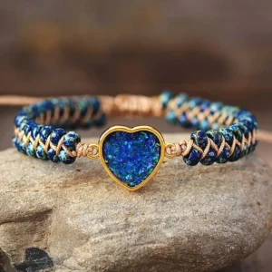 Bracciale dell'amicizia - Cuore di opale blu