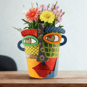 Vaso di fiori astratto - volto