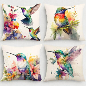 Set di 4 federe a forma di colibrì