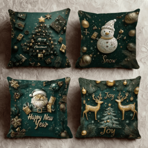 Set di 4 federe natalizie vintage