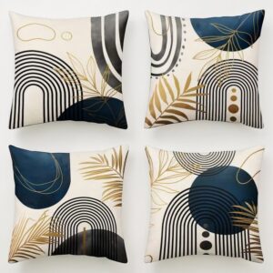 Set di 4 federe in stile boho – Blu e grigio