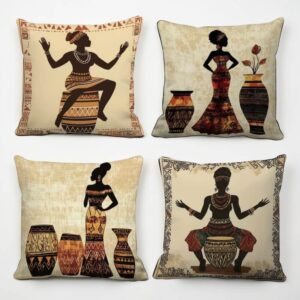 Set di 4 federe con donne africane
