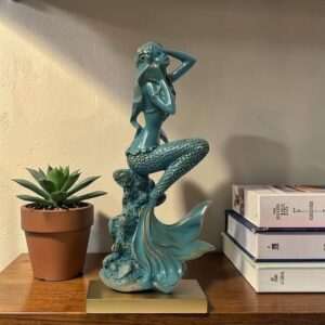 Vintage statua di sirena turchese